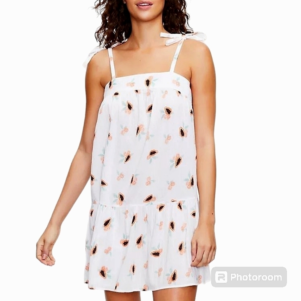 LOFT BEACH Papaya Tie Strap Swing Dress